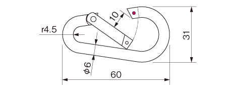 チェーン設置用ハーケン 6B-P寸法図