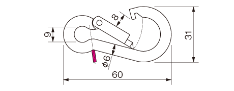チェーン設置用ハーケン6C-P 寸法図