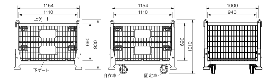 ボックスパレット 寸法図